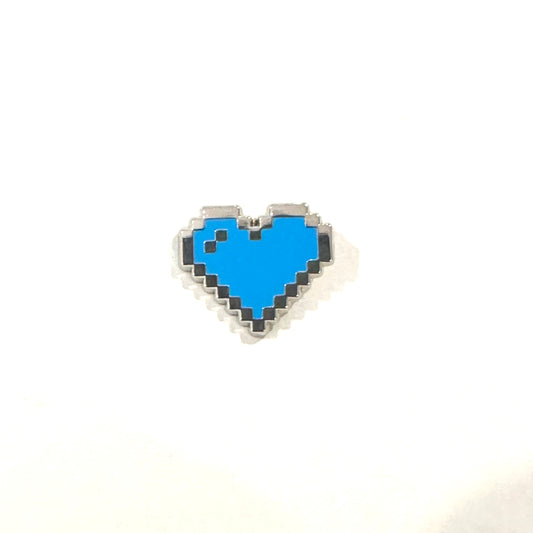 Cyan Pixel Heart Mini Filler Enamel Pin