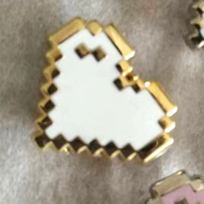 White (Gold) Pixel Heart Mini Filler Enamel Pin