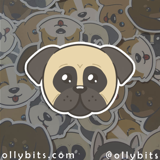 Pug Doggo Vinyl Sticker (2") Ollybits Pixel Art