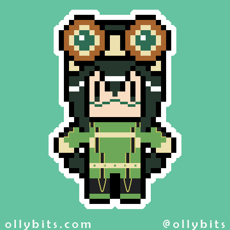 Froggy Hero Vinyl Sticker (2") Ollybits Pixel Art