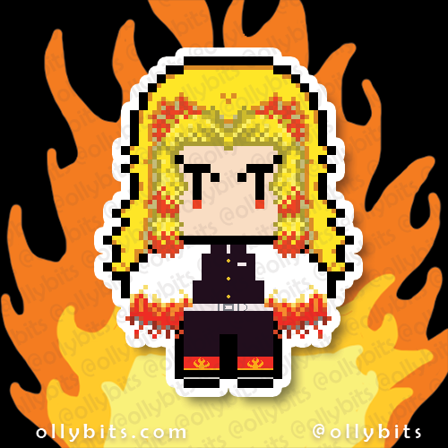 Flamey Boi Slayer Vinyl Sticker (2") Ollybits Pixel Art