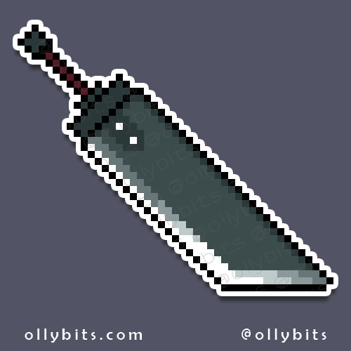 Oversized Sword Vinyl Sticker (2") Ollybits Pixel Art