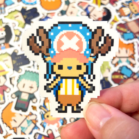 Tanooki Doctor Pirate Vinyl Sticker (2") Ollybits Pixel Art