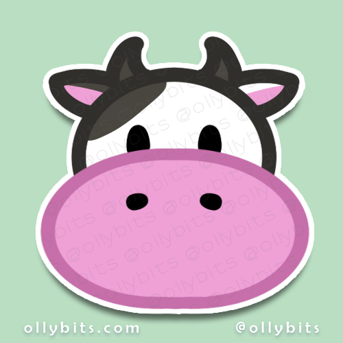 Farm Cow Vinyl Sticker (2") Ollybits Pixel Art