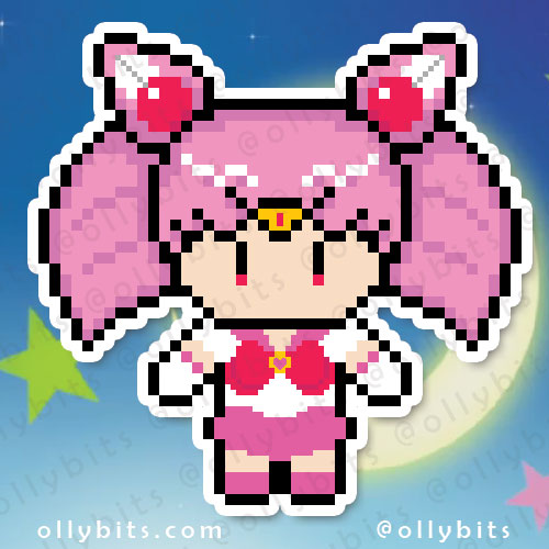 Small Lady Princess Warrior Vinyl Sticker (2") Ollybits Pixel Art