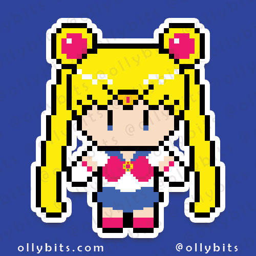 Moon Princess Warrior Vinyl Sticker (2") Ollybits Pixel Art