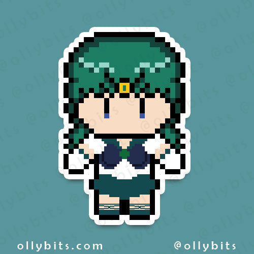 Ocean Warrior Vinyl Sticker (2") Ollybits Pixel Art