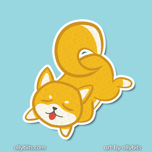 Farm Sleepy Shiba Vinyl Sticker (2") Ollybits Pixel Art