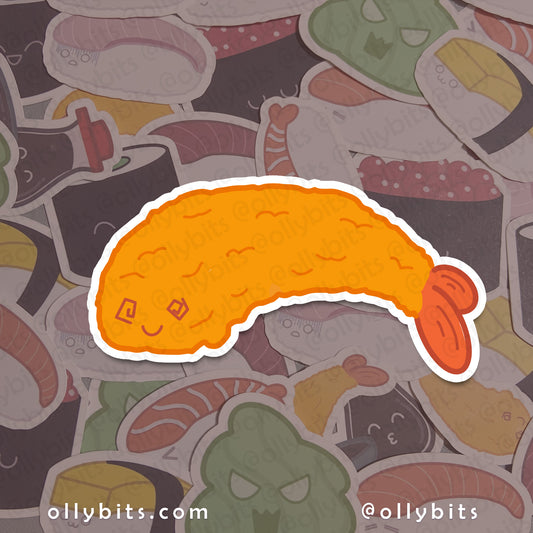 Shrimp Tempura Vinyl Sticker (2") Ollybits Pixel Art