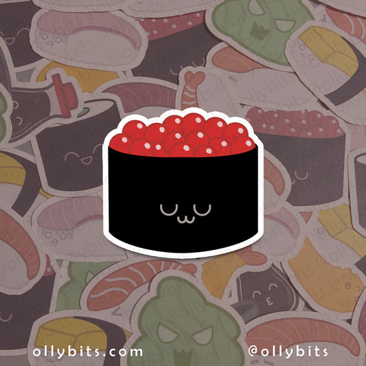 Ikura Sushi Vinyl Sticker (2") Ollybits Pixel Art